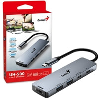 Genius 5-in-1 USB-C Hub - Aluminum, 100W PD, 4K HDMI, USB 3.0 Genius 5-in-1 USB-C Hub - Aluminum, 100W PD, 4K HDMI, USB 3.0